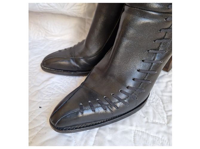 Robert Clergerie Black Leather Knee-High Boots - view 4