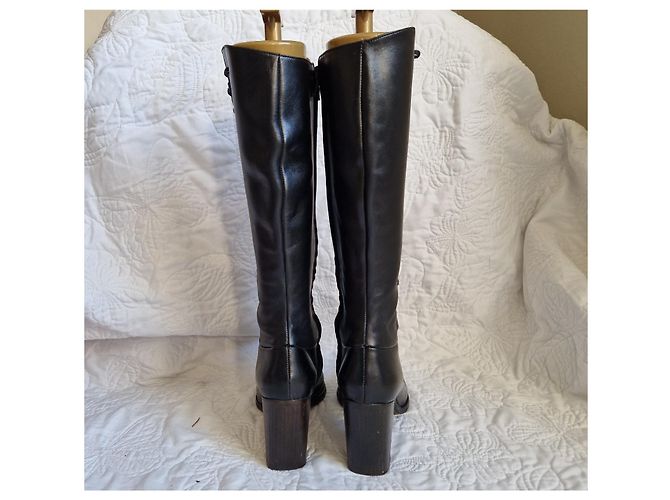 Robert Clergerie Black Leather Knee-High Boots - view 5