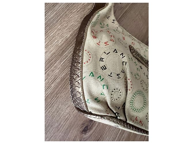 Autre Marque Lancaster Borsa baguette in tela monogramma beige e marrone - vista 3