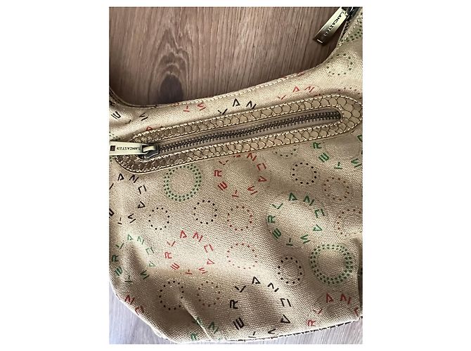 Autre Marque Lancaster Borsa baguette in tela monogramma beige e marrone - vista 4