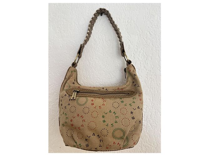 Autre Marque Lancaster Borsa baguette in tela monogramma beige e marrone - vista 7