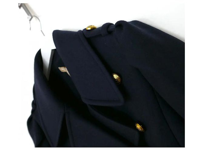 Michael Kors Collection Navy Blue Wool Pea Coat - view 3