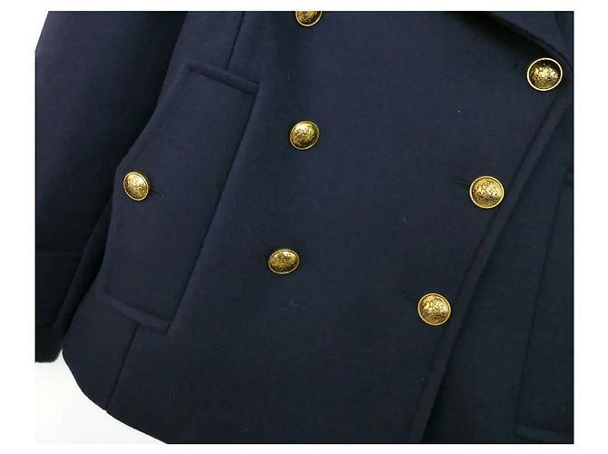 Michael Kors Collection Navy Blue Wool Pea Coat - view 4