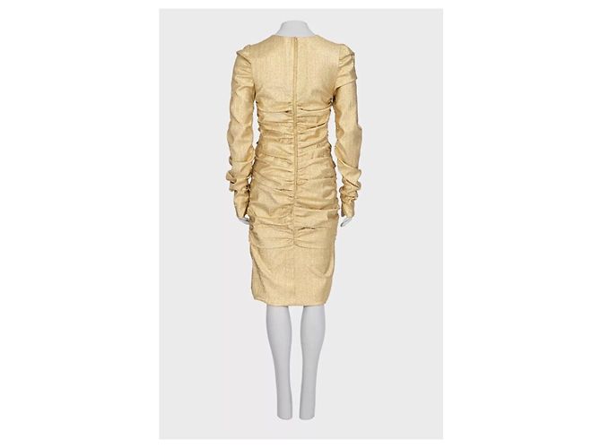Dolce & Gabbana Gold Draped Fitted Dress - IT 46 / XL Gebraucht - Ansicht 3