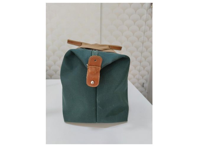 Lancel mala de viagem em lona verde e couro castanho - vista 6