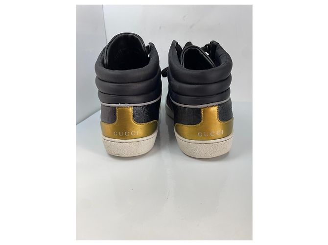 Sneakers alte Gucci in pelle con banda Web - Nero/Rosso/Blu - vista 4