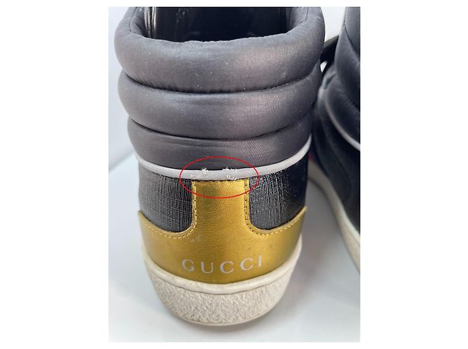 Sneakers alte Gucci in pelle con banda Web - Nero/Rosso/Blu - vista 5