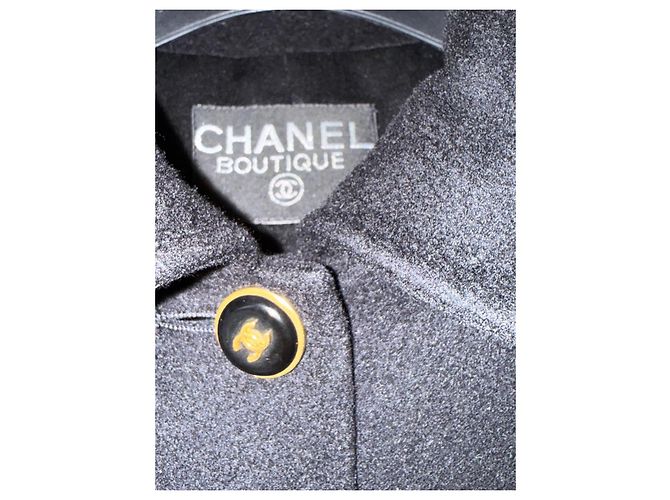 Chanel Chaquetón Corto de Cachemira Negro con Cinturón - vista 4