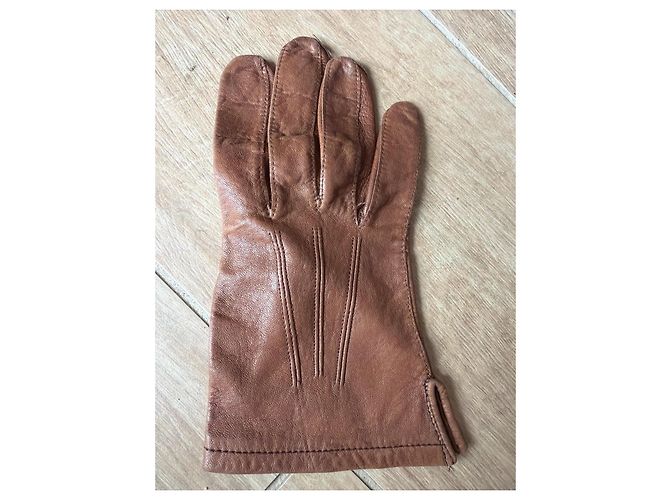 Maison Fabre Braune Lederhandschuhe - Ansicht 2