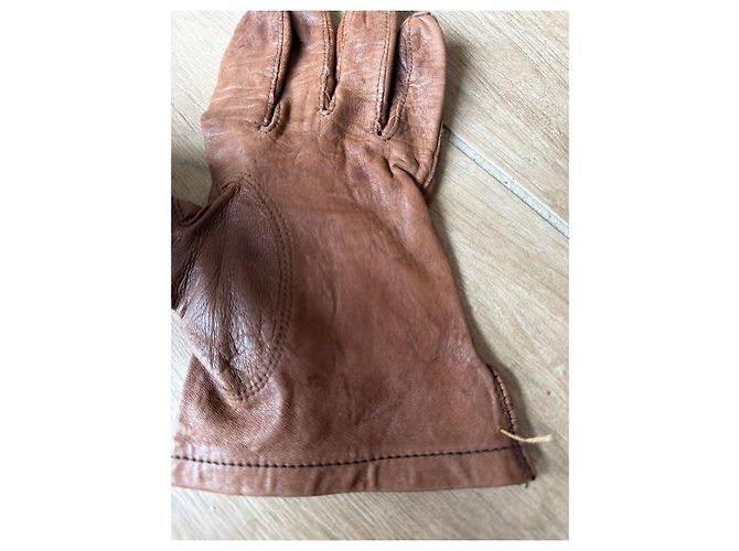 Maison Fabre Braune Lederhandschuhe - Ansicht 3