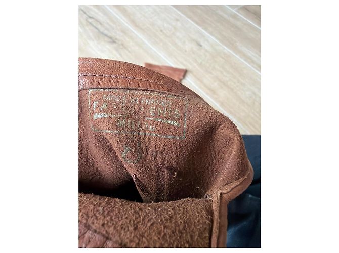 Maison Fabre Braune Lederhandschuhe - Ansicht 4