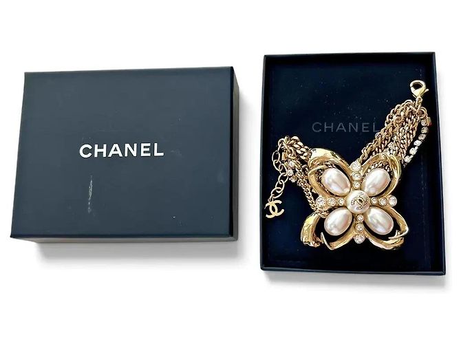 Pulsera Chanel Fleur de varias vueltas cadenas, strass, perlas - vista 2