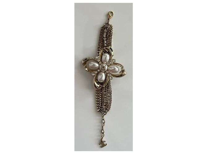 Pulsera Chanel Fleur de varias vueltas cadenas, strass, perlas - vista 5