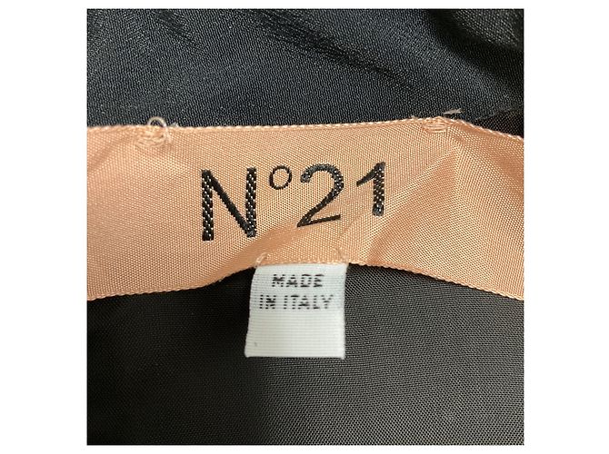Autre Marque Abito No. 21 in raso nero con scollo a V e maniche in mesh - vista 4
