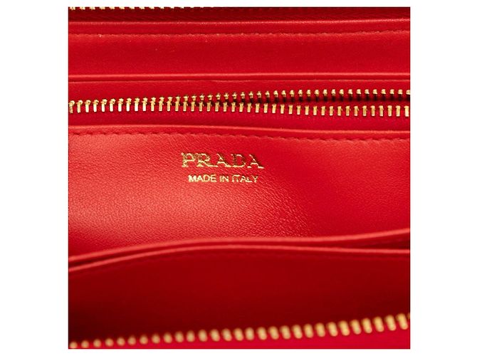 Red Prada Vitello Move Zip Around Continental Wallet Long Wallets - view 5