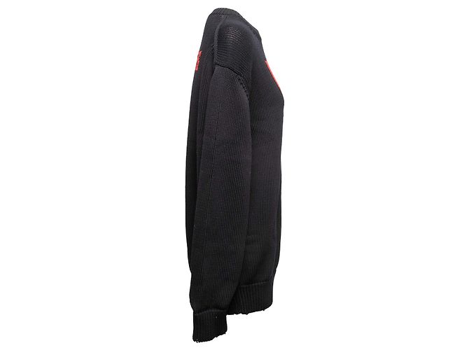 Givenchy Pullover aus Baumwolle mit Intarsia-Logo in Schwarz & Rot, Größe US S - Ansicht 3