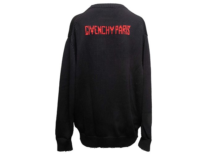 Givenchy Pullover aus Baumwolle mit Intarsia-Logo in Schwarz & Rot, Größe US S - Ansicht 4