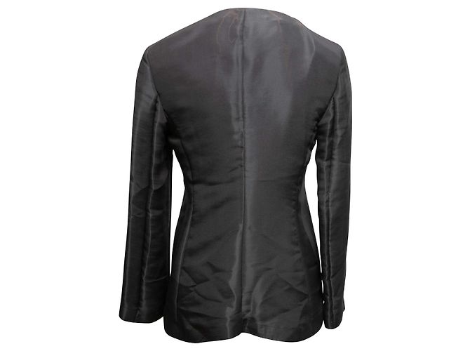 Giorgio Armani Jacke aus Seidenorganza Grau Größe IT 42 - Ansicht 3