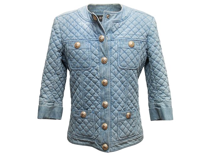 Balmain Steppjacke aus Denim Light Wash Größe FR 40 - Ansicht 2