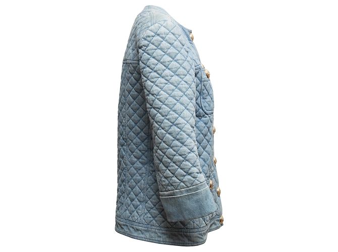 Balmain Steppjacke aus Denim Light Wash Größe FR 40 - Ansicht 3