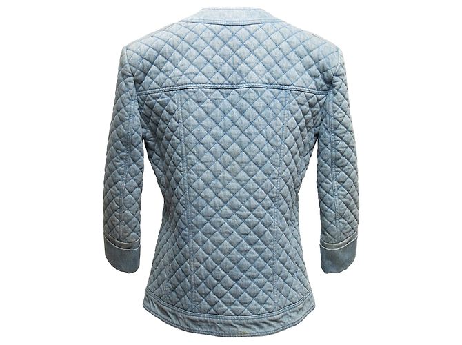 Balmain Steppjacke aus Denim Light Wash Größe FR 40 - Ansicht 4
