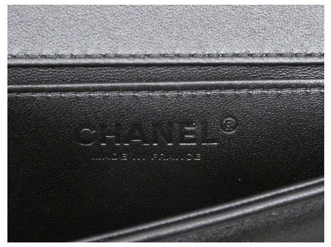 Autre Marque Borsa Boy Chanel Haute Couture personalizzata in pelle e shearling Black & Navy - vista 7