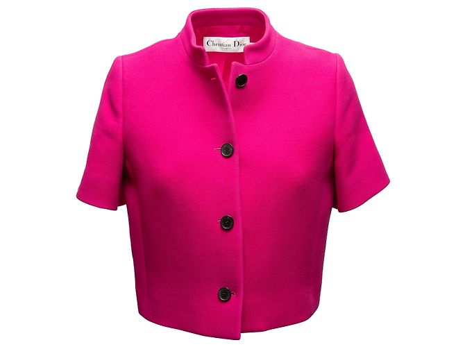 Fuchsia Christian Dior Wool & Silk-Blend Short Sleeve Jacket Size FR 38 - view 2