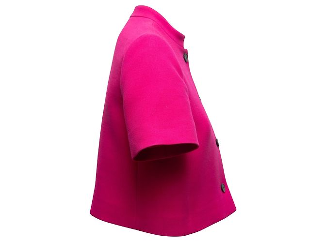 Fuchsia Christian Dior Wool & Silk-Blend Short Sleeve Jacket Size FR 38 - view 3