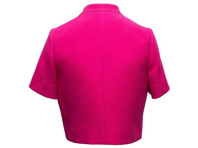 Fuchsia Christian Dior Wool & Silk-Blend Short Sleeve Jacket Size FR 38 - view 4