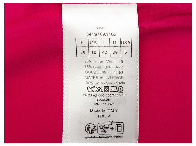 Fuchsia Christian Dior Wool & Silk-Blend Short Sleeve Jacket Size FR 38 - view 6