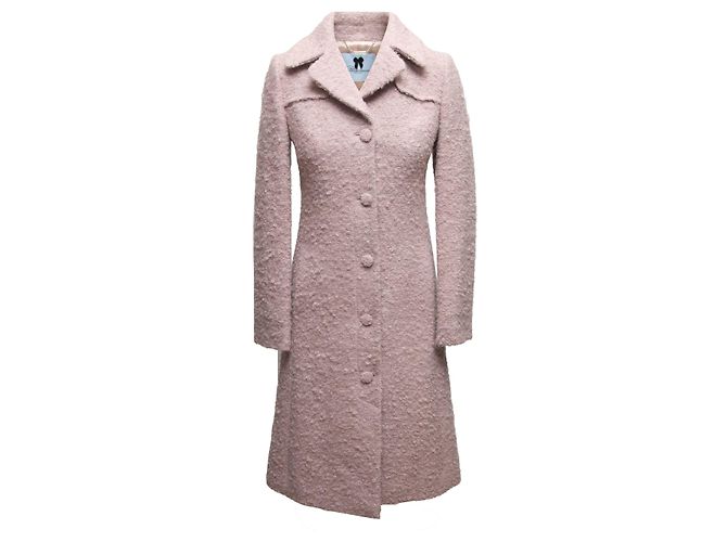 Blumarine langer Mantel aus Schurwolle & Mohair, hellrosa Größe US S - Ansicht 2