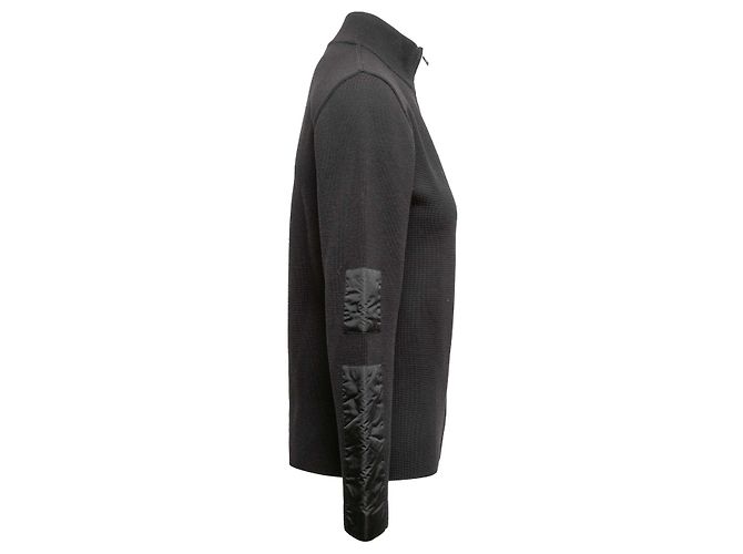 Prada Sport Strickjacke mit Nylon-Besatz und Reißverschluss Schwarz Größe US S - Ansicht 3