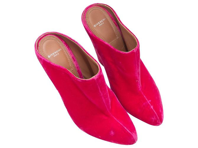 Givenchy Pointed-Toe Velvet Heeled Mules Hot Pink Größe 38.5 - Ansicht 2