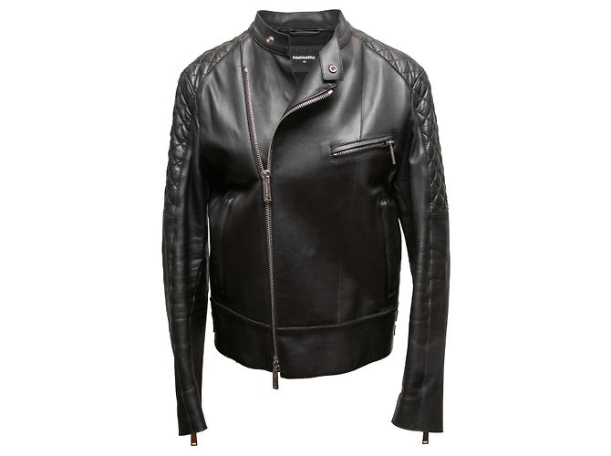 Dsquared2 Giacca Moto in Pelle Dsquared Nera Taglia IT 48 - vista 2