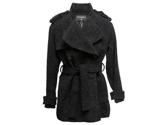 Chanel 2022 Caban Tweed Jacke Schwarz Größe FR 34 - Ansicht 2