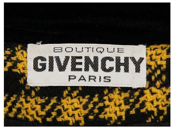 Vintage Givenchy Jacke in Schwarz-Gelb Karomuster mit Samtbesatz Größe US S - Ansicht 5