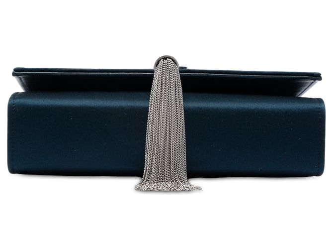 Autre Marque Borsa a tracolla Saint Laurent Kate Tassel Small in raso monogramma blu - vista 3