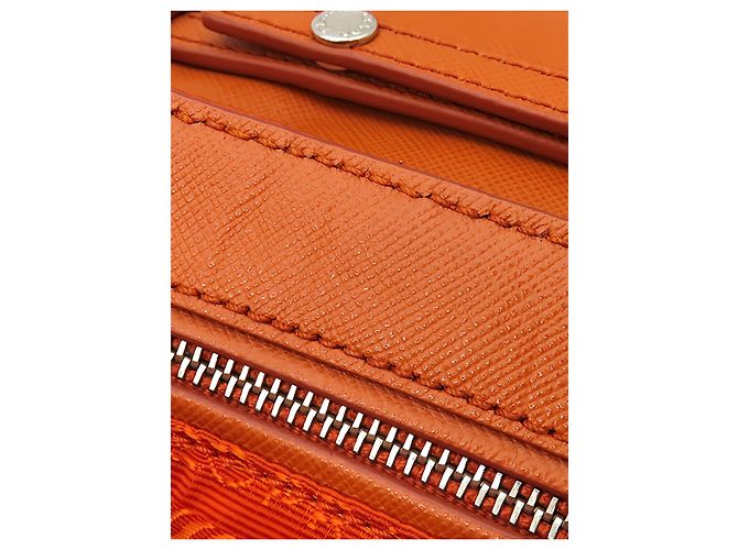 Orange Prada Impuntu Tessuto Chain Crossbody - view 8