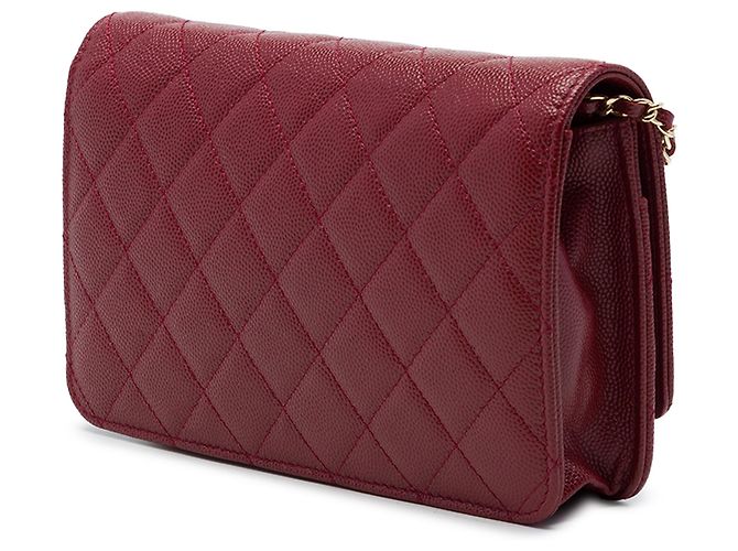 Borsa a tracolla Chanel Quilted Caviar Golden Class Wallet On Chain rossa - vista 2