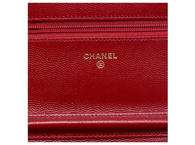 Borsa a tracolla Chanel Quilted Caviar Golden Class Wallet On Chain rossa - vista 5