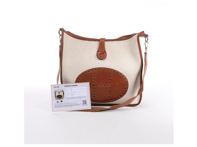 Hermès Evelyn I 33 GM Toile H & Leather Shoulder Bag in Beige×Brown E: 2001 - vista 13