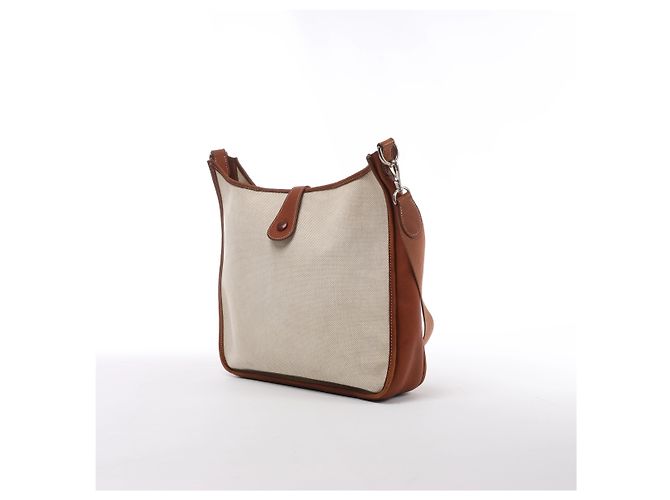 Hermès Evelyn I 33 GM Toile H & Leather Shoulder Bag in Beige×Brown E: 2001 - vista 3