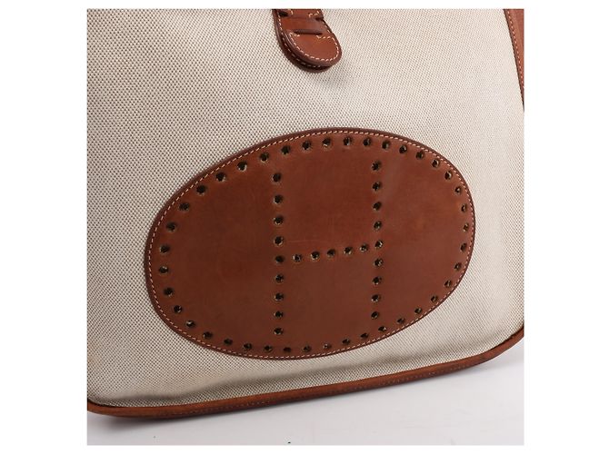 Hermès Evelyn I 33 GM Toile H & Leather Shoulder Bag in Beige×Brown E: 2001 - vista 9