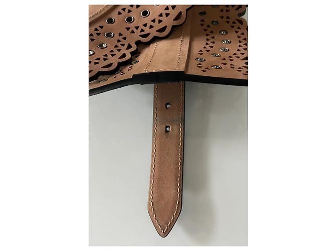 Alaïa Cintura larga corset in pelle nera traforata e occhielli - vista 9