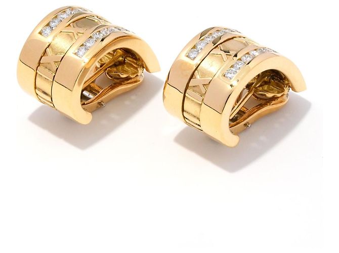 Tiffany & Co. Atlas Orecchini a Lobo Oro Giallo 750/18K Numeri Romani Lusso - vista 2