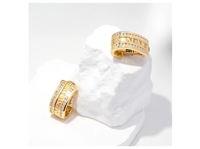 Tiffany & Co. Atlas Orecchini a Lobo Oro Giallo 750/18K Numeri Romani Lusso - vista 3