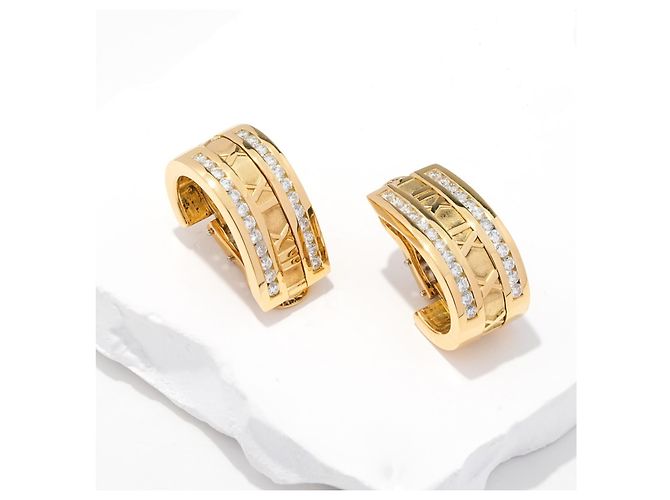 Tiffany & Co. Atlas Orecchini a Lobo Oro Giallo 750/18K Numeri Romani Lusso - vista 4