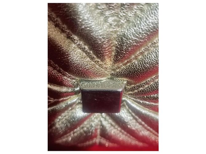 Borsa a tracolla Giorgio Armani in pelle chevron dorata - vista 12