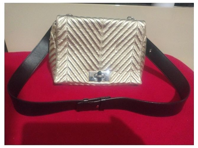 Borsa a tracolla Giorgio Armani in pelle chevron dorata - vista 2