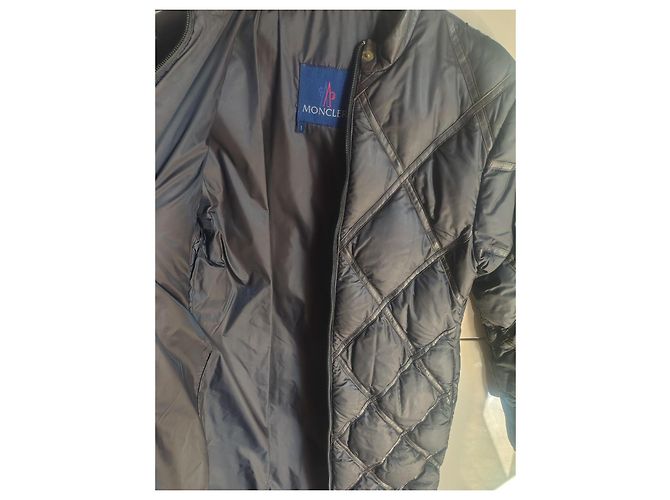 Moncler Quilted Leather Trimmed Down Coat Black Polyamide - view 11
